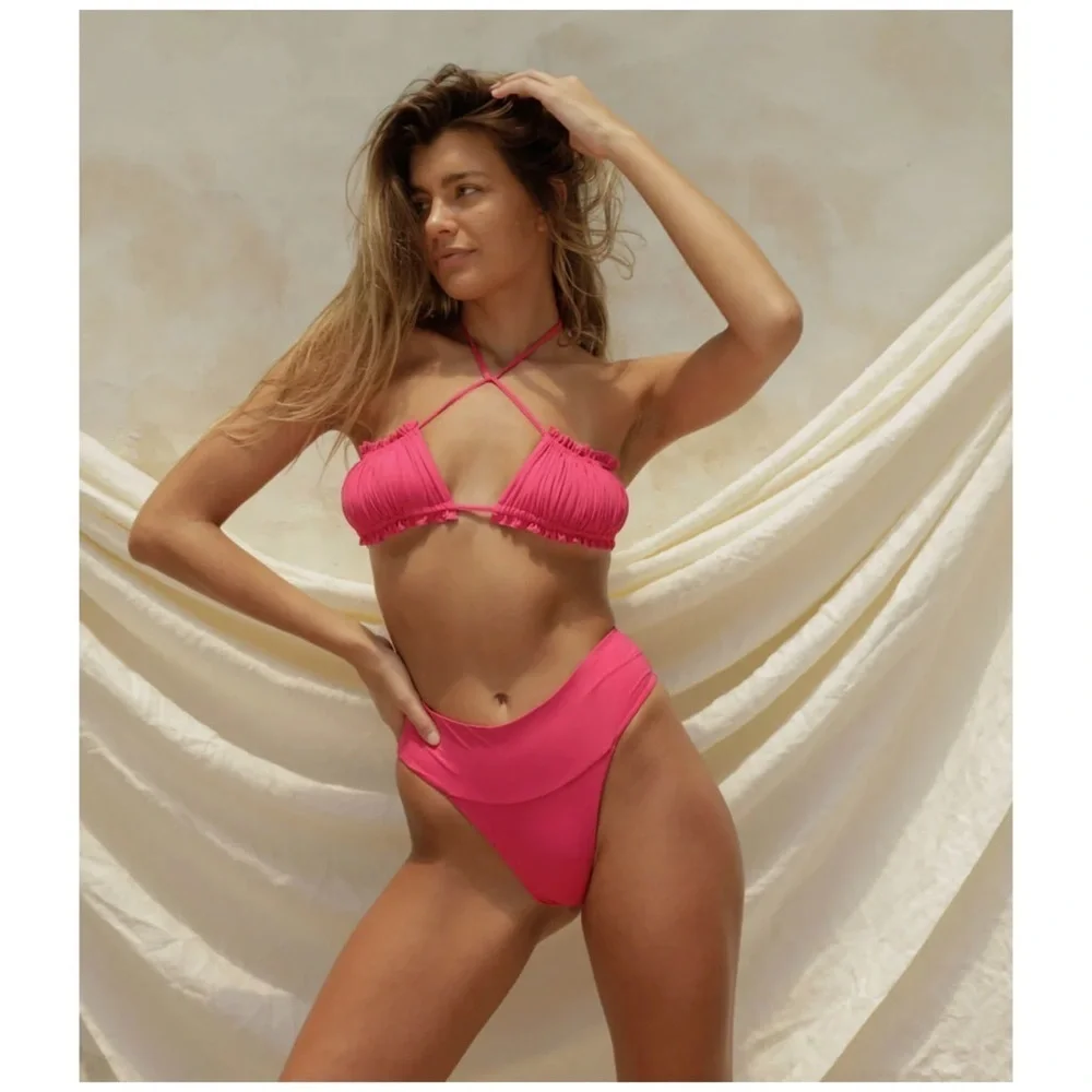 Toast Swim Free People | Ruffle Bandeau Bikini Top In Beetroot | XS